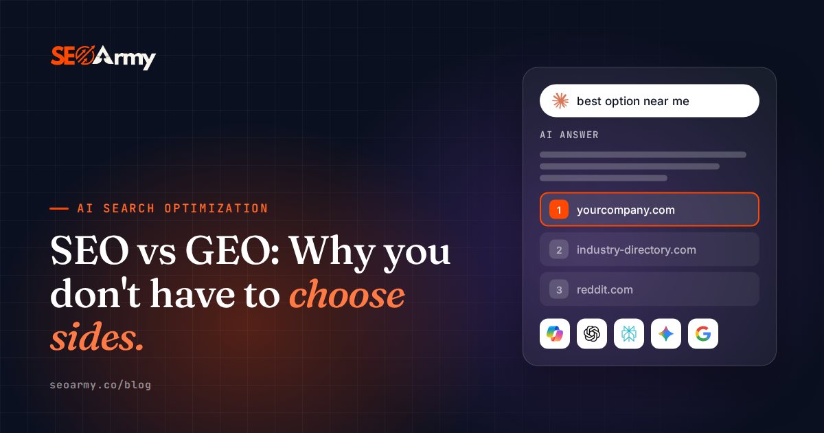 SEO vs GEO: Why you don't have to choose sides.